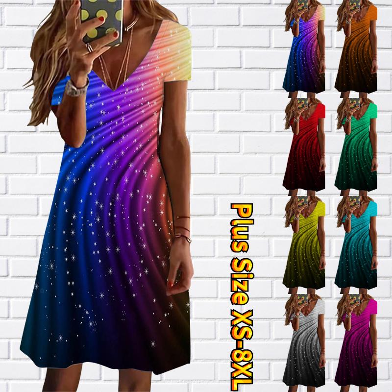 

Летнее модное женское платье с V-образным вырезом и коротким рукавом, блестящее платье с небольшими пятнами и принтом, сексуальное платье