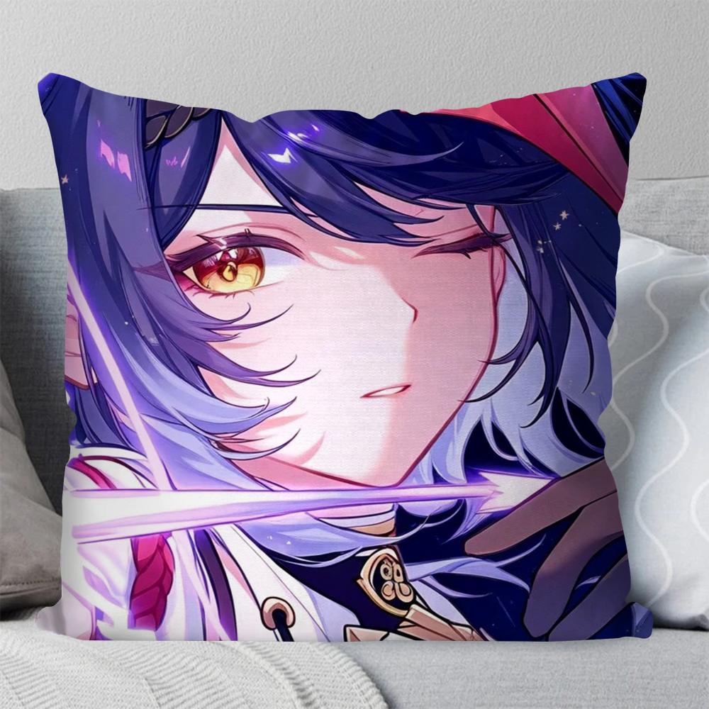 Kujo Sara Animation G-Genshin I-Impact Pillow Case Square Pillow Bedroom Sofa Leisure Comfort Living Room Home Decoration 40X40