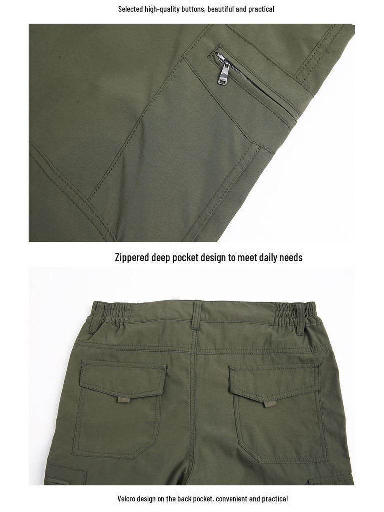 Herren Schnelltrocknende Mehrfach-Taschen Wasserdicht Winddicht Outdoor-Hose, Lockere Passform, Gerades Bein, S105
