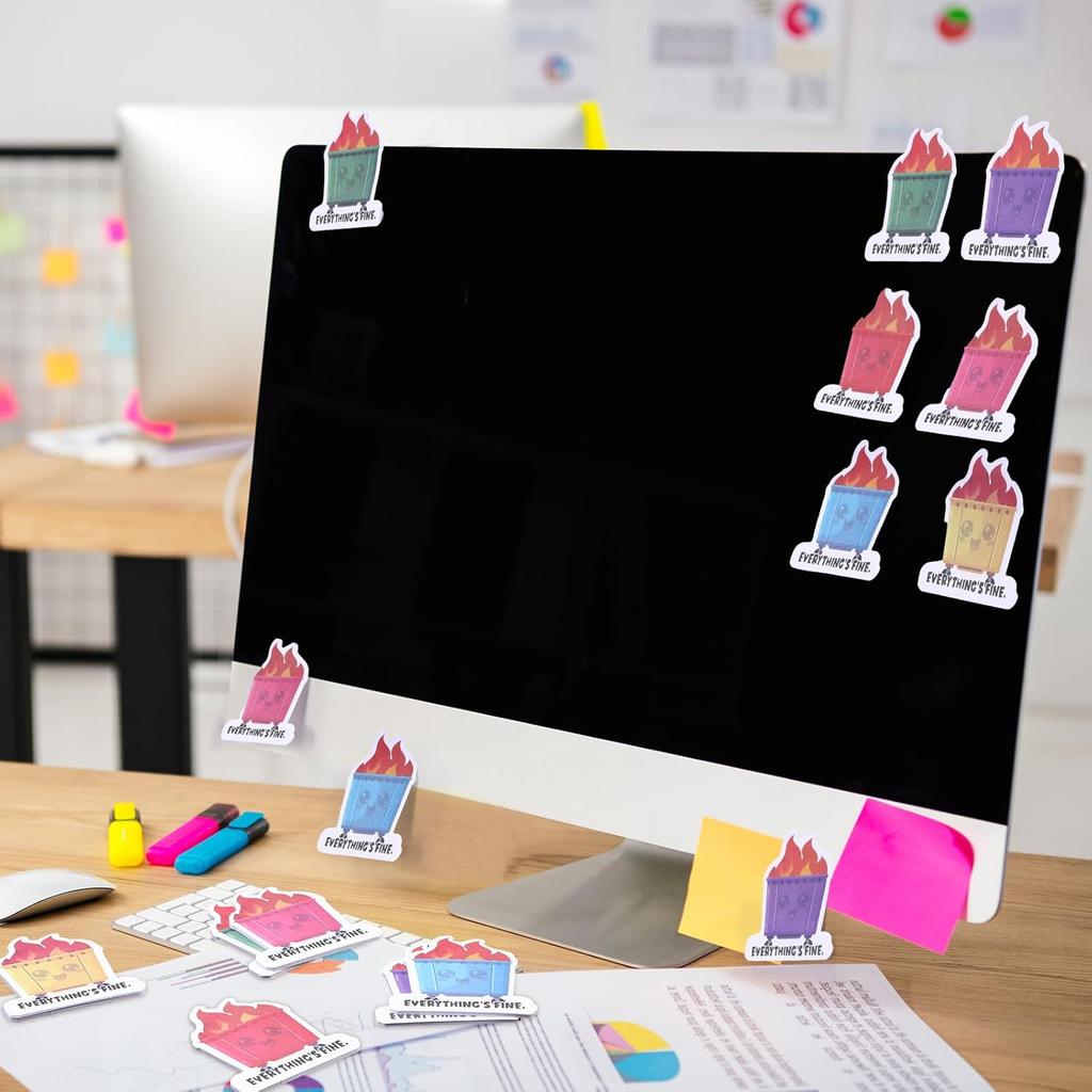 Thenshop 36 Pack Dumpster Fire Sticky Notes 3x3 Inch Funny Tearable Notepads Desk Accessories Everything is Fine Paper Pad for Teacher Appreciation