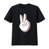 Peace Hand Sign For And Women S T Shirt  Top with Unique Stylish Print Vintage Washed Homme Top For Everyday Wear Comfortable