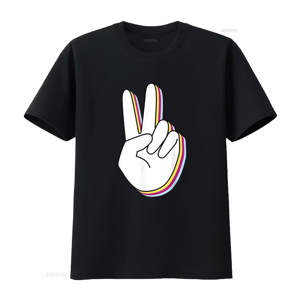 Peace Hand Sign For And Women S T Shirt Top with Unique Stylish Print Vintage Washed Homme Top For Everyday Wear Comfortable