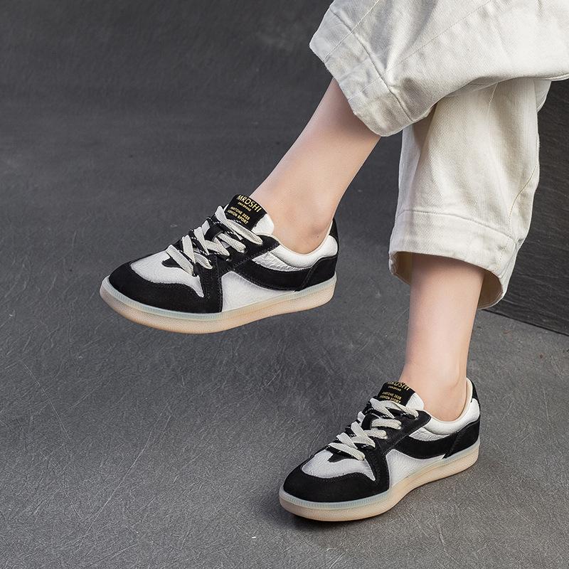 Fashion 2025 Summer New Casual Color Blocked De Xun Women's Single Shoes Fashionable, Comfortable, Versatile, Lightweight Lace Up