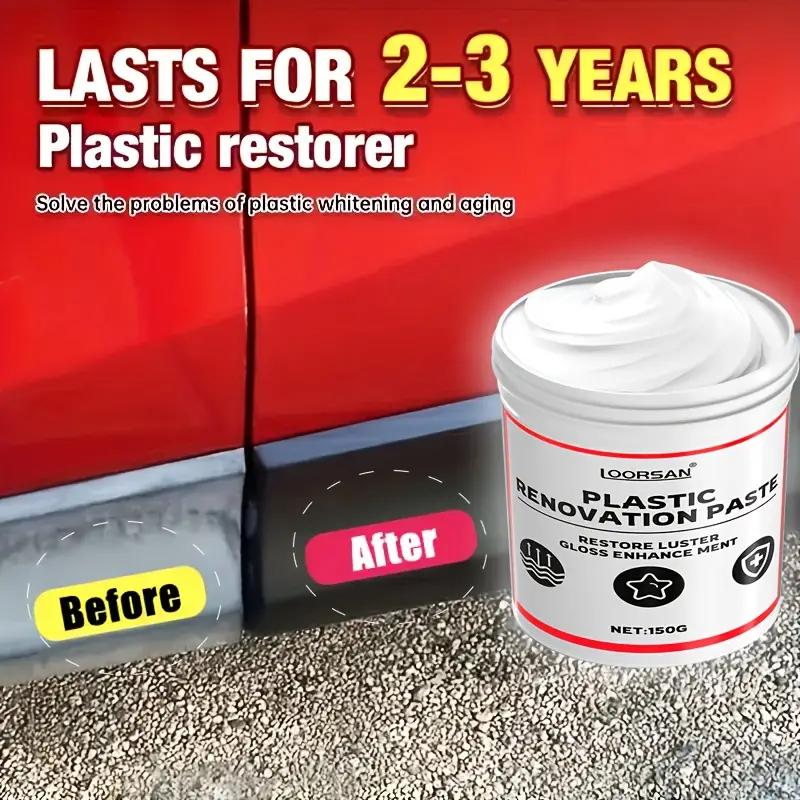 Car Plastic Polish Wax, Plastic Renewal Cream,Can Repair Car Interiors,Tires,and Exterior Plastic Parts Renovation,Repair Effect