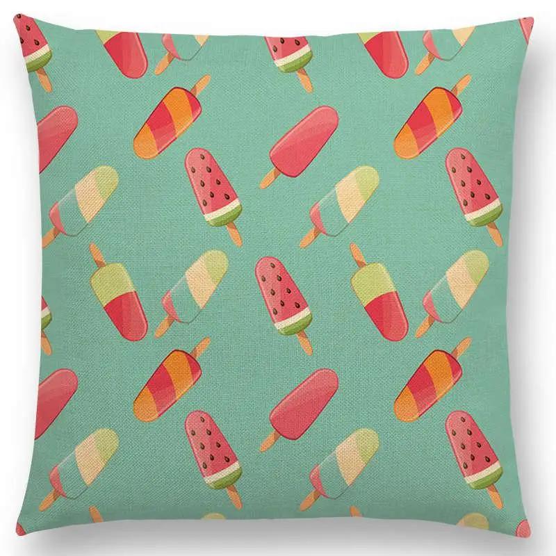 Colorful Prints Cushion Cover Chocolate Candy Donuts Pretty Ice Cream Pattern Color Party Sofa Throw Pillow Case Decor