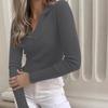 Elegant Long Sleeve Polo Shirt For Women With Pure Cotton Stripes And Slim Fit Design