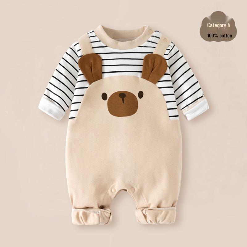 Exklusiver Langarm-Baby-Strampler – Reiner Baumwoll-Krabbelanzug für Frühling und Herbst