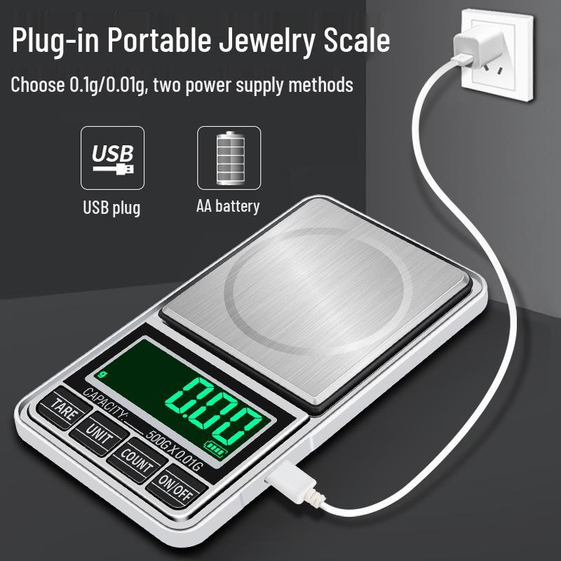 USB Portable Mini Jewelry Scale: Flip-Top Pocket Electronic Scale with 0.01/0.1g Precision