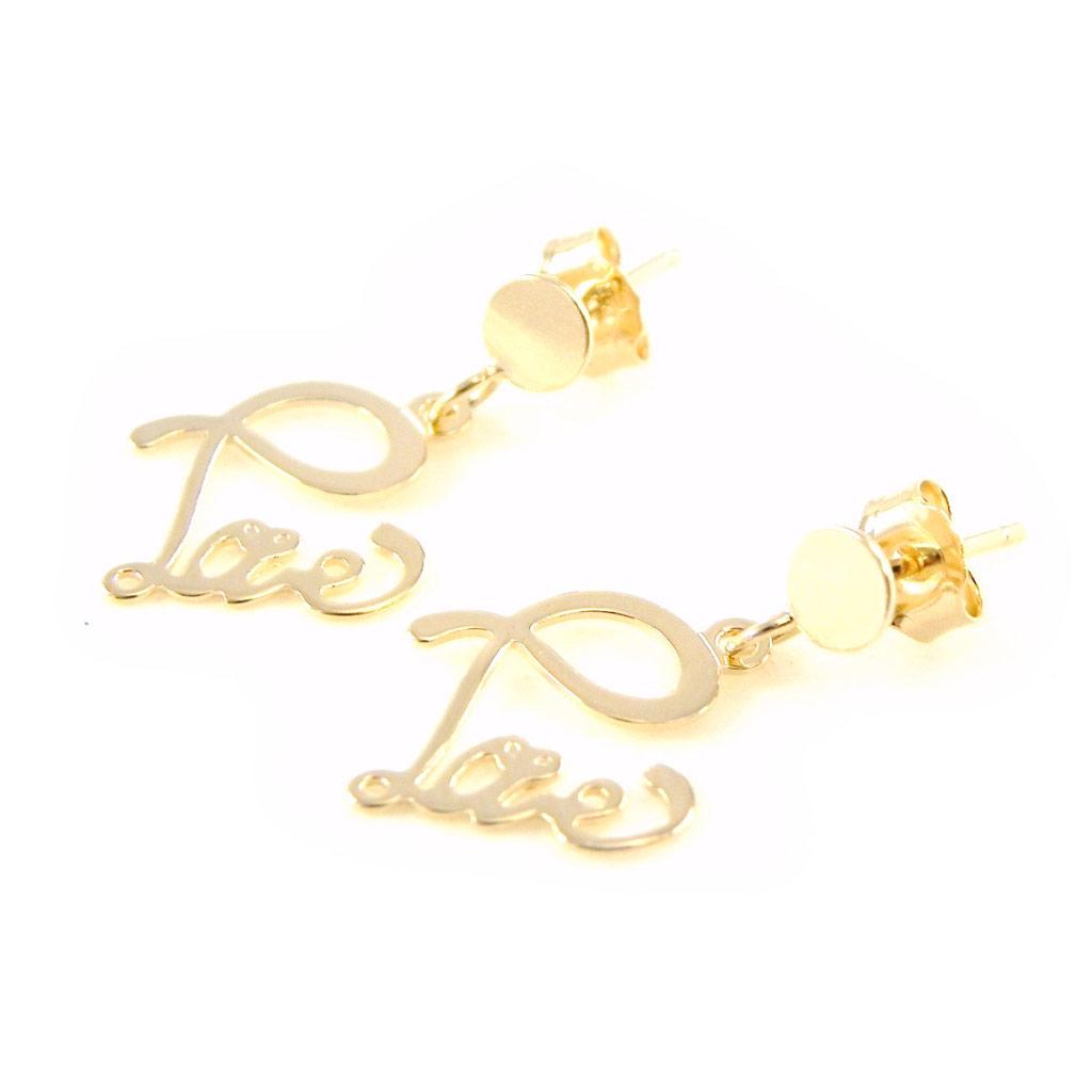 Les Trésors De Lily [H6253] - Gold Plated 'Love' Earrings - 10x12 Mm