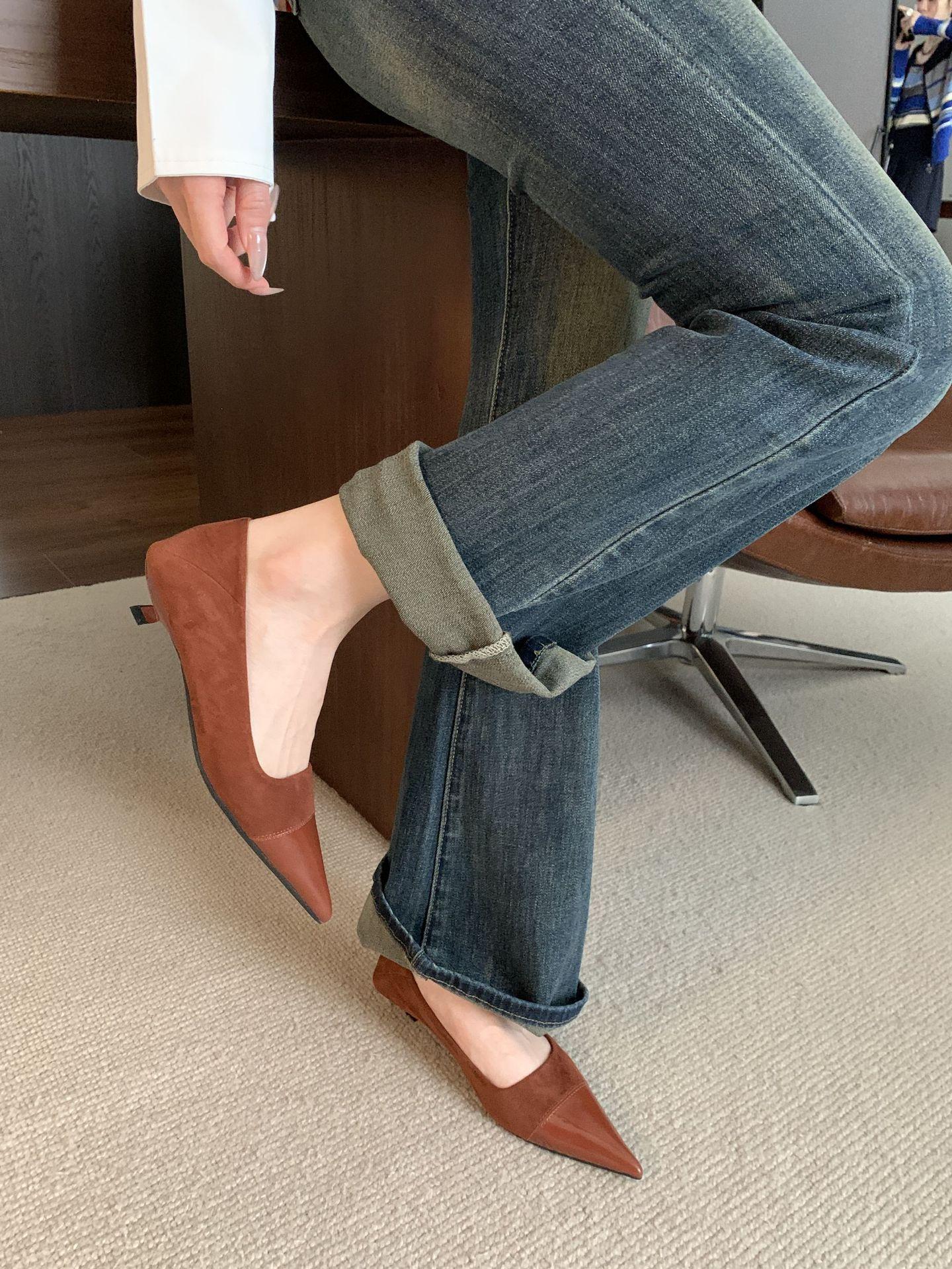 

Французские остроносые туфли-лодочки женские ретро однотонные туфли на высоком каблуке женские высококлассные тонкие каблуки универсальные профессиональные рабочие туфли женские 39