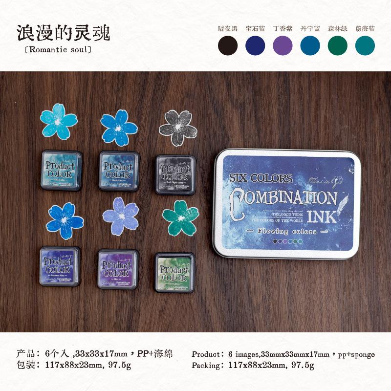 6-Color Ink Pad Set for Journal Decoration, Versatile Creative Stamp Pads, Rich Pigment & Quick-Dry Formula, Ideal for DIY Craft