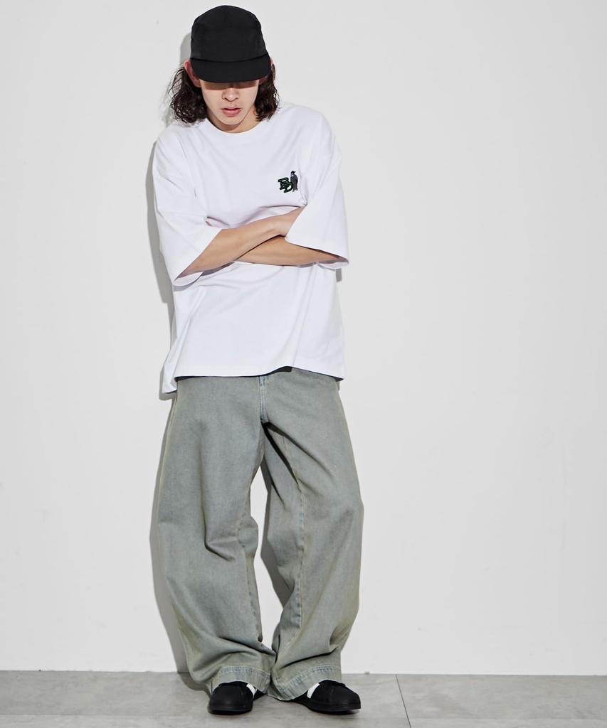 WEGO Ben Davis Short Long Street Oversized Loose Sizes Short White Men's Custom-Made T-Shirt, Sleeve, Sleeve, One-Point Embroidery, Style, Silhouette,