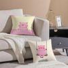Pretty Elegant Cartoon Cute Pink Pig Cushion Cover Linen Pillowcase Soft For Sofa Bed Home Room Decor