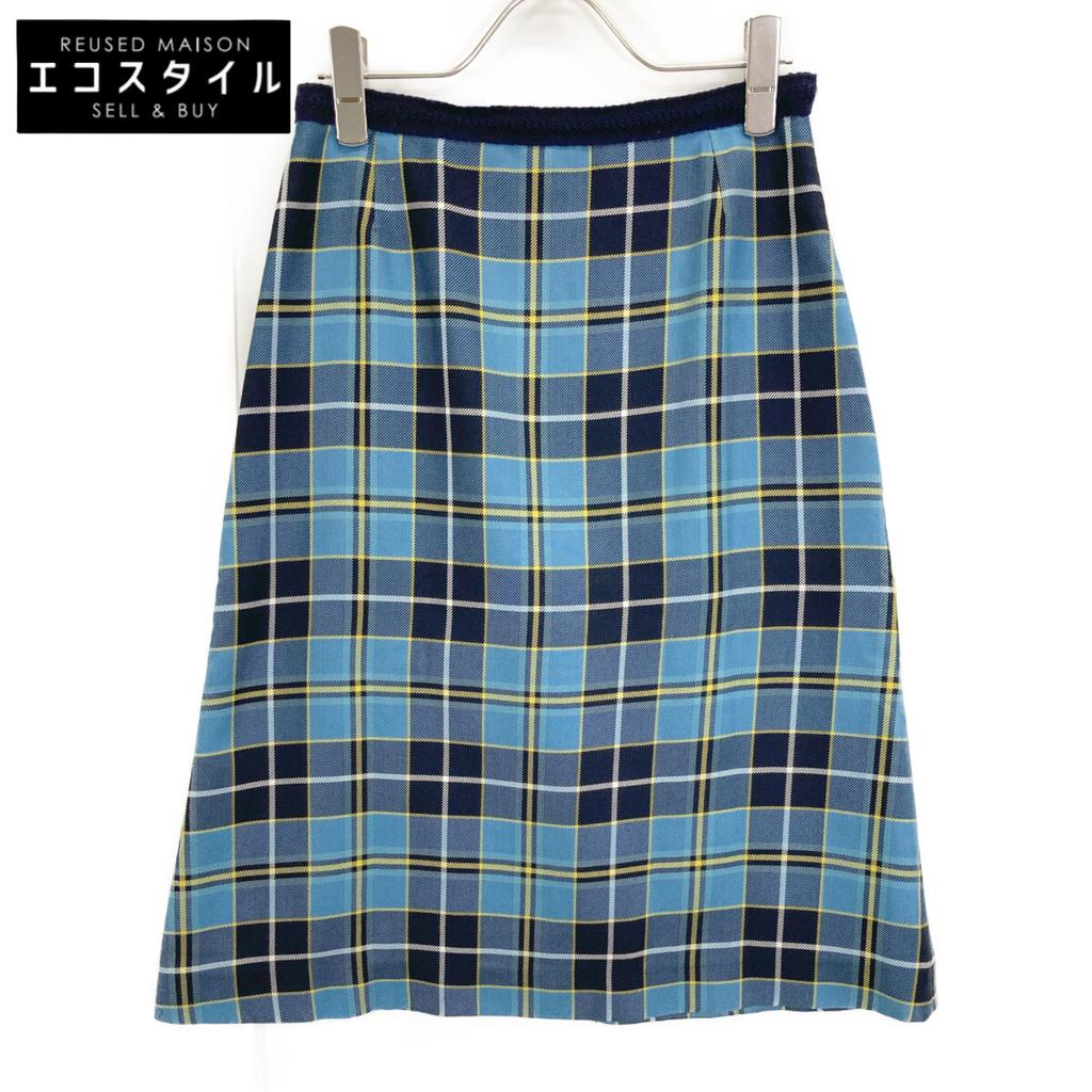 Mina Perhonen Blue Tartan Silk Skirt Skirt Not Written blueUsed