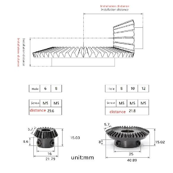 1:2 1M 20T 40T Straight Bevel Gear Metal Wheel 6/8/10mm 90 Degree Steel High Torque Transmission