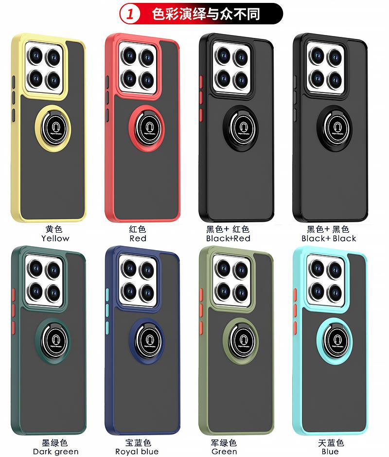 Shockproof Hard PC Translucent Funda For Xiaomi 14T 14TPro Case Car Magnetic Holder Armor Ring Back Cover for Xiaomi14T 14 T Pro