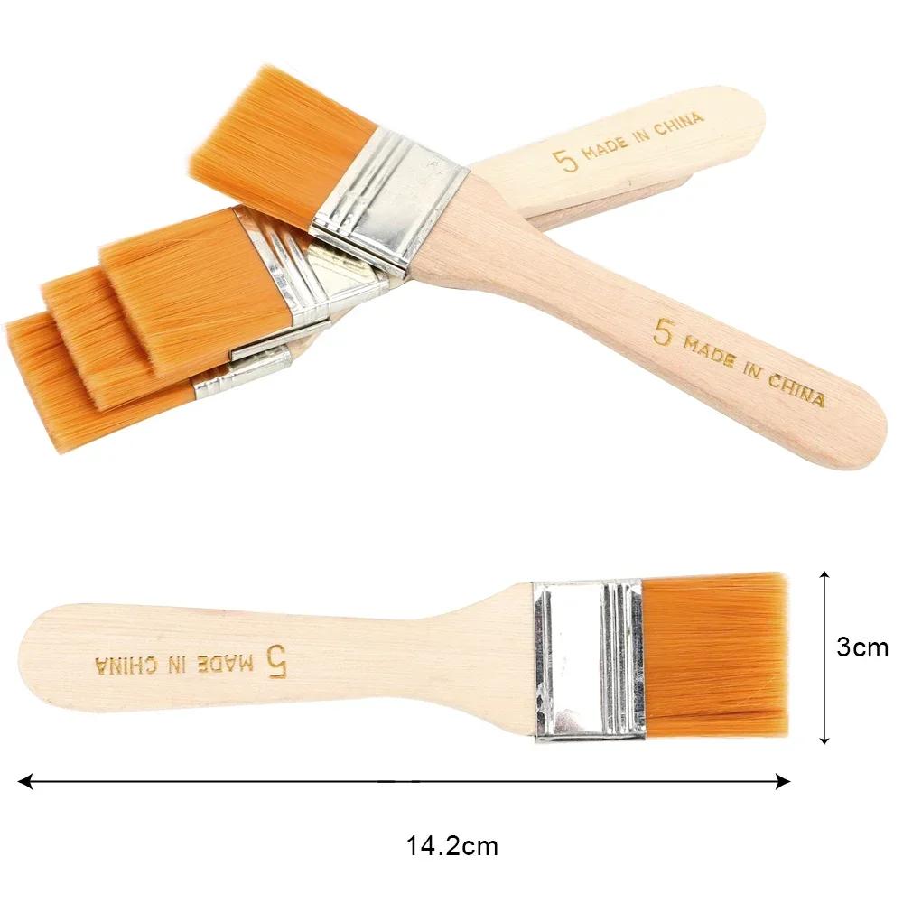4Pcs/Set Hair Painting Brush Acrylic Paints Nylon Oil Paint Brush Watercolor Paint Drawing Art Supplies Wood Handles