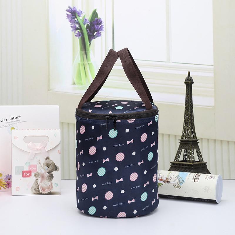 Neue zylindrische Lunchtasche Thermoisolier-Behältertasche Tragbare Lunchbox-Tasche Wasserdichte Lebensmittelaufbewahrung Eisbeutel Kühlertaschen