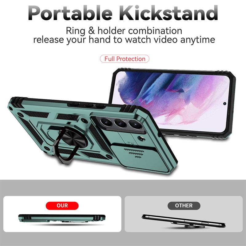 Shockproof Armor Funda For Samsung Galaxy S22 Ultra Slide Camera Protect Phone Case For Galaxy S22 + Plus S 22 Ultra Back Cover