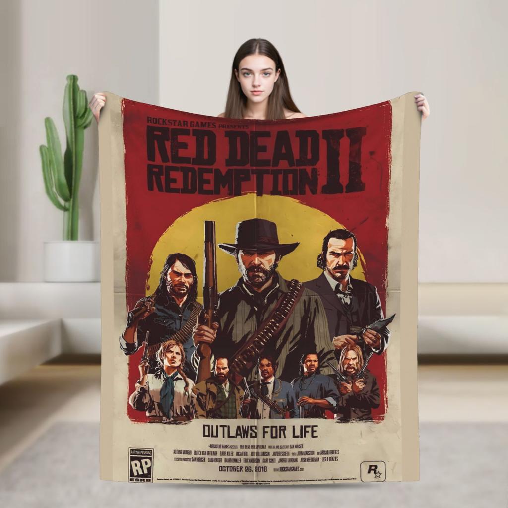 Warm Soft Blanket Travel Office Arthur Morgan  RDR 2 West Cowboy Vintage Bedding Throws  Flannel Bedspread For Sofa Bed Cover