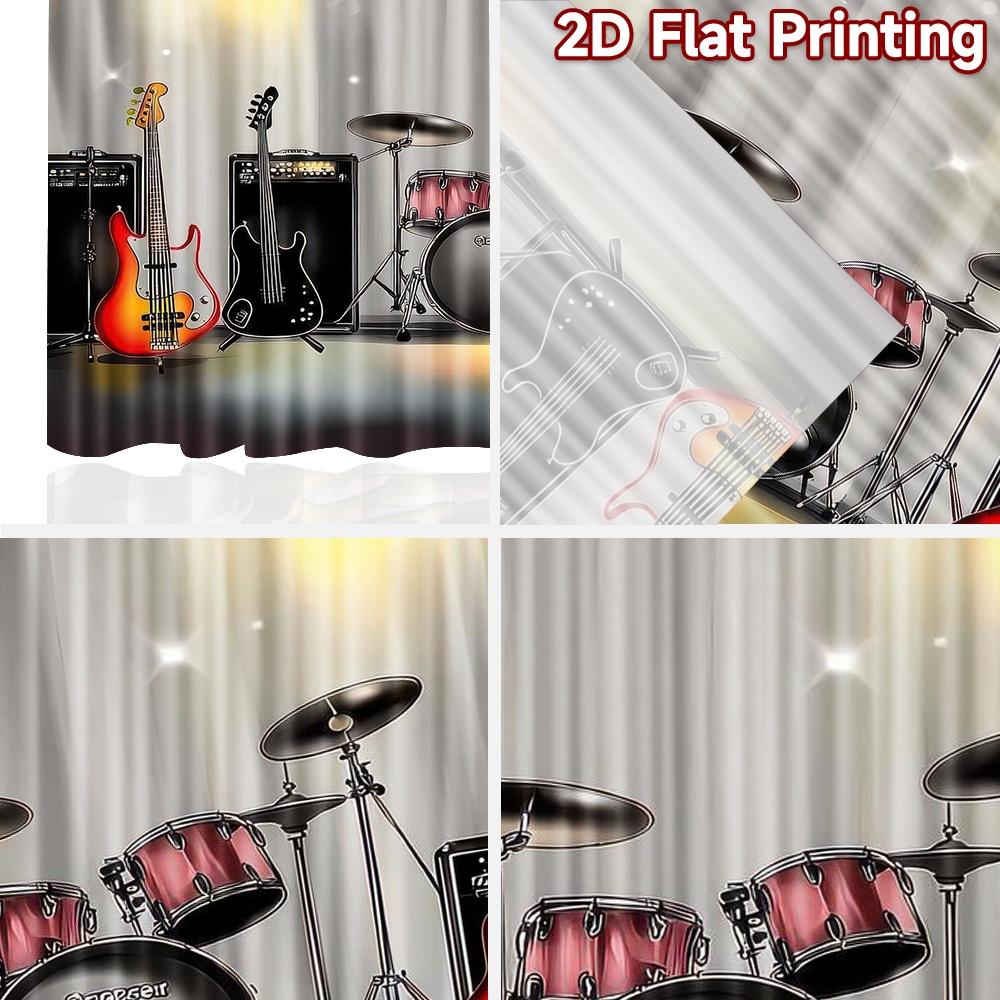 2D Flat Photography Backdrop Popular Scene Backdrop Concert Stage Instruments 100% Polyester Birthday Party for Holiday