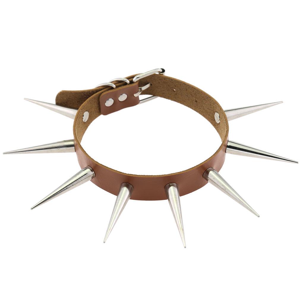 European Unisex Gothic Punk Rivet Spike Leather Choker