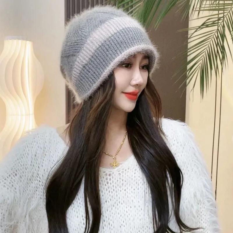 

Зимова в язана купольна шапка Тепла, вітрозахисна, у стилі ретро сірий колір