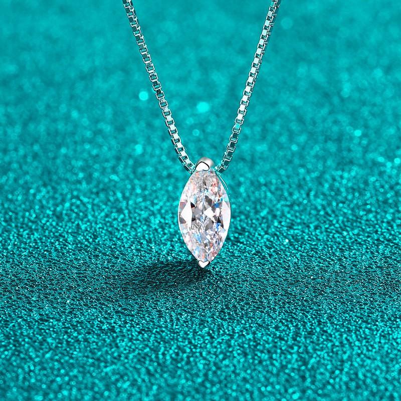 Elegant Water Drop Pendant Necklace Women Sterling CZ Stone Daily Wear Minimalist Clavicle Chain 925 Sterling Silver