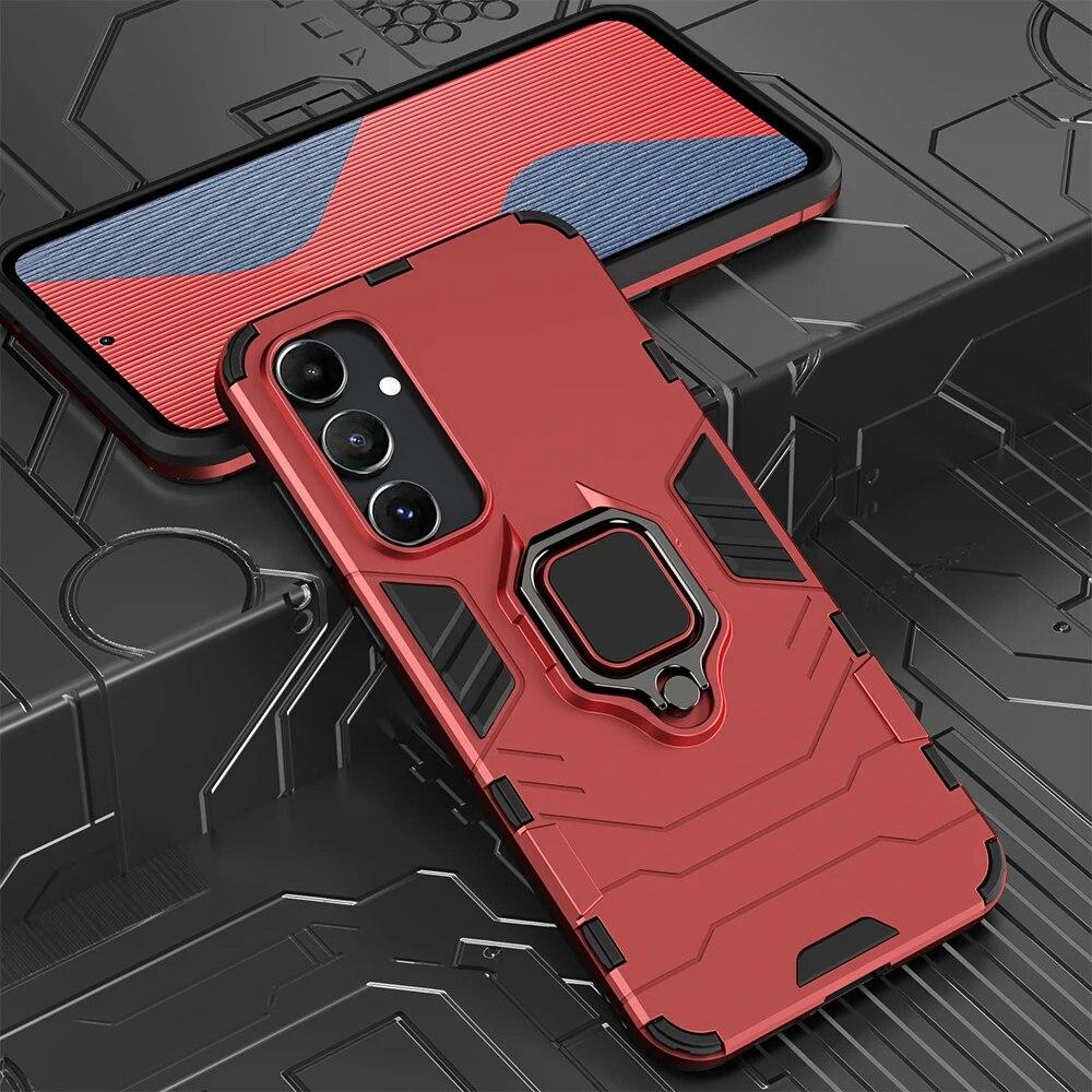 

Противоударный защитный чехол KEYSION для Samsung A55 5G A35 A25 A15 A05, силиконовый + ПК, металлическое кольцо-подставка, чехол для телефона Galaxy A05S for Samsung A05S красный