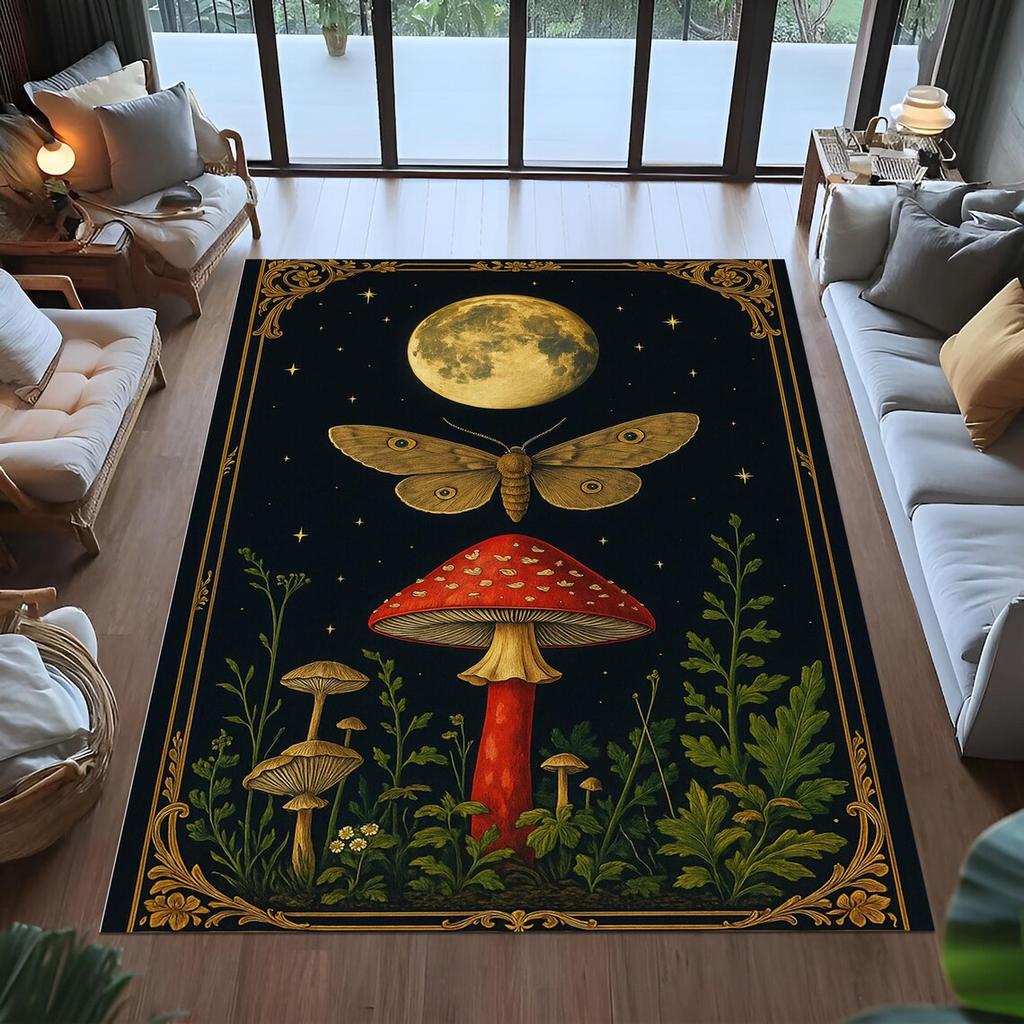 Vintage Floral Mushroom Carpet Living Room Sofa Bedroom Study Kitchen Entrance Door Mat Non-slip Home Decoration Rug