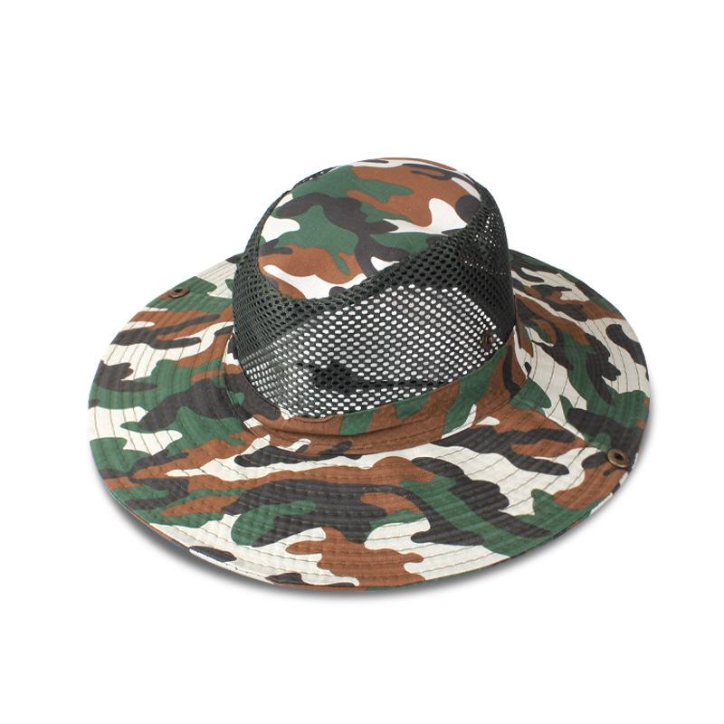 Updated Tactical Camouflage Male Bucket Hat Breathable Mesh 9cm Brim Sun Hat Male Foldable Outdoor Jungle Hunt Camping Angling  Practical Use