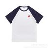 Spring and summer men's and women's same fashion trend striped Rei Kawakubo love printed crew neck T-shirt versatile