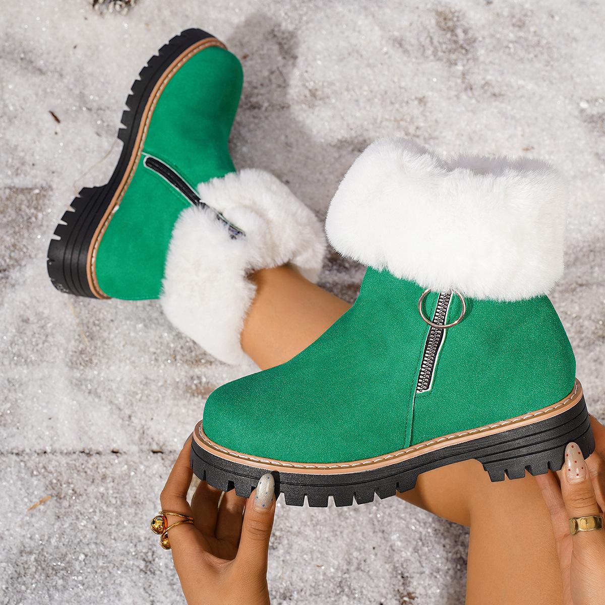 

Foreign trade large size snow boots women s winter 2025 new velvet women s shoes thermal boots 2025 cotton shoes women s 43 зелёный