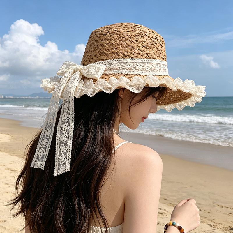 New Summer Women's Rustic-Style Straw Hat Sun Protection for The Beach Versatile and Flattering