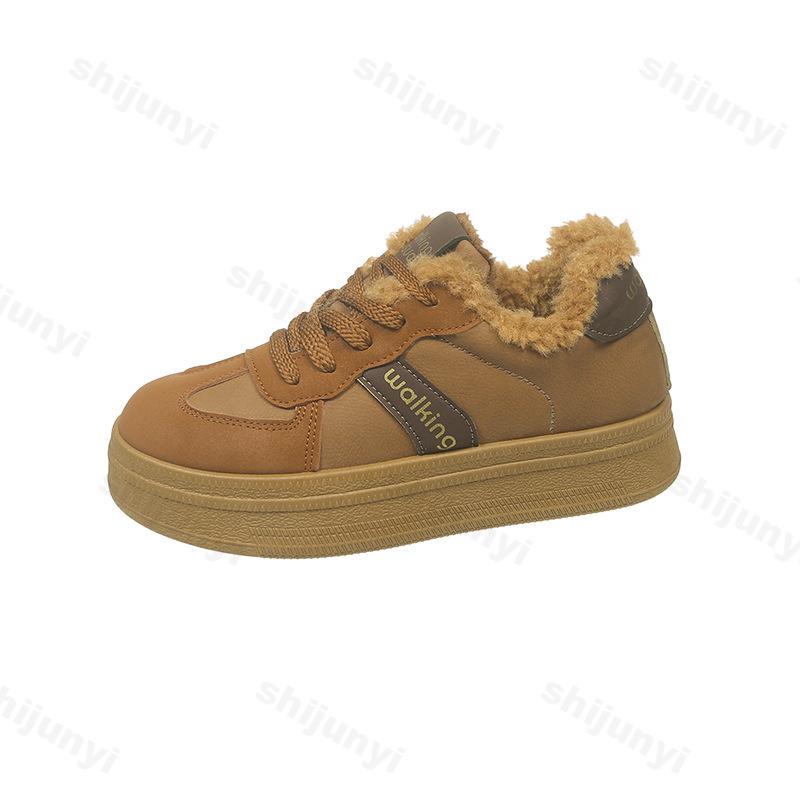 Winter 2026 New Women's Casual Shoes Vintage Plush Thicken Soft Sole Sneakers Non Slip Comfortable Fashion Lace Up Cotton Shoes