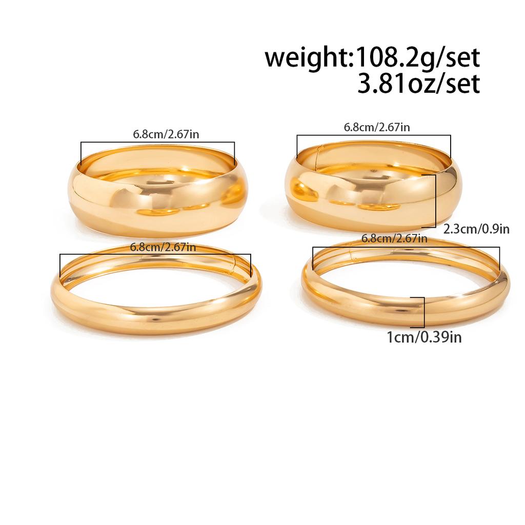 Ingemark Punk Glossy Metal Round Chunky Bangles for Women New Trend Hip Hop Gold Color Geometric Bracelet Set Grunge Jewelry Men