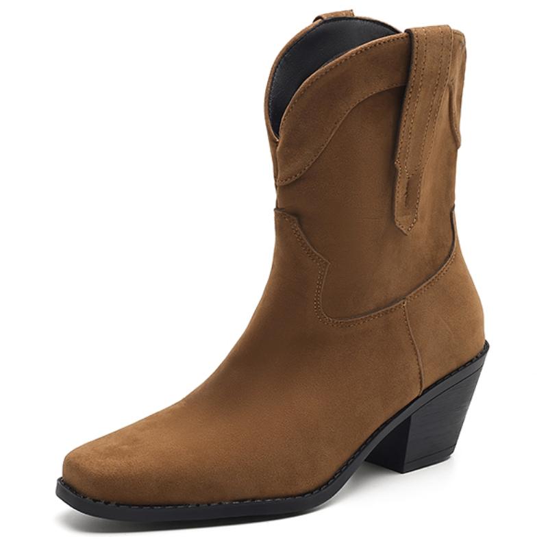 Faxu Suede Ankle Boots for Women Autumn Winter Black Brown Short Boot Low Heels Party Shoes Ladies Brand Large Size 48 Comfort