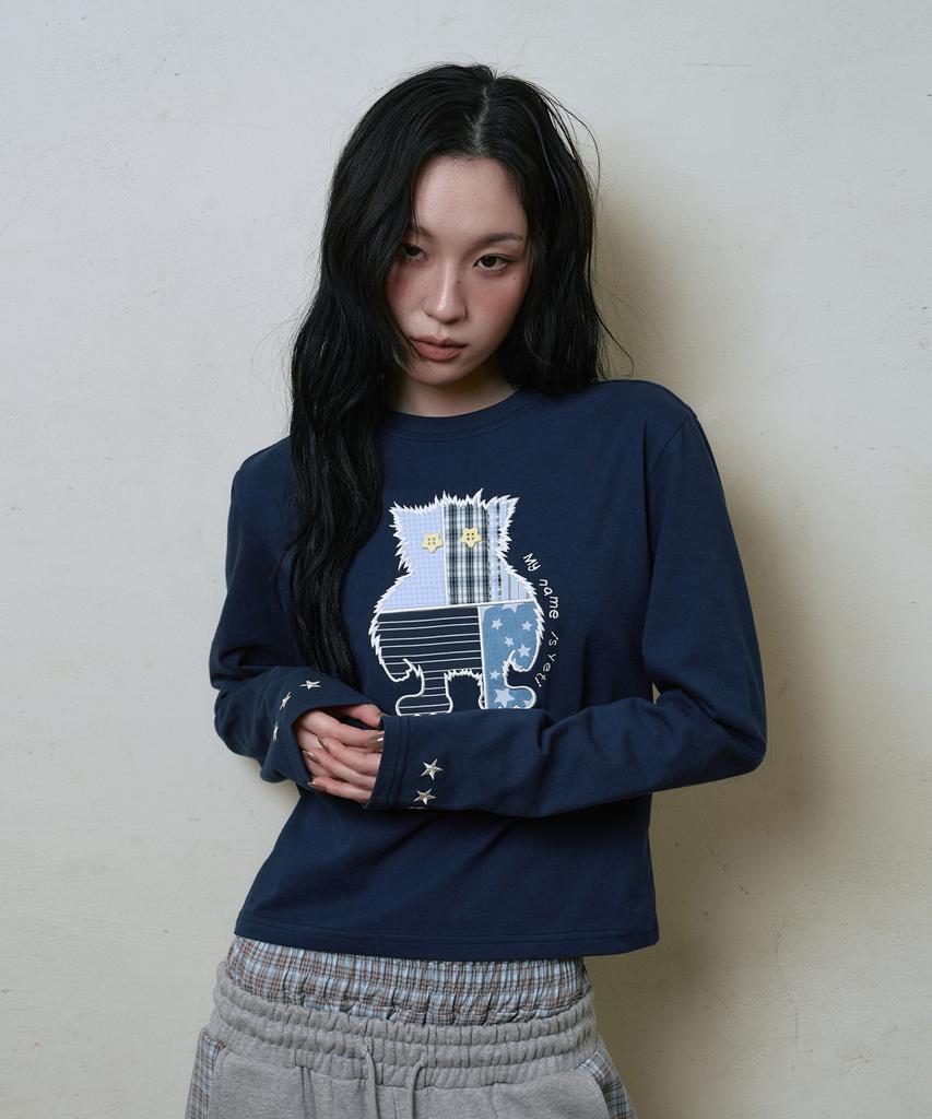 Lujeoseukeulleob Yeti Applique Long Sleeve T-Shirt Navy