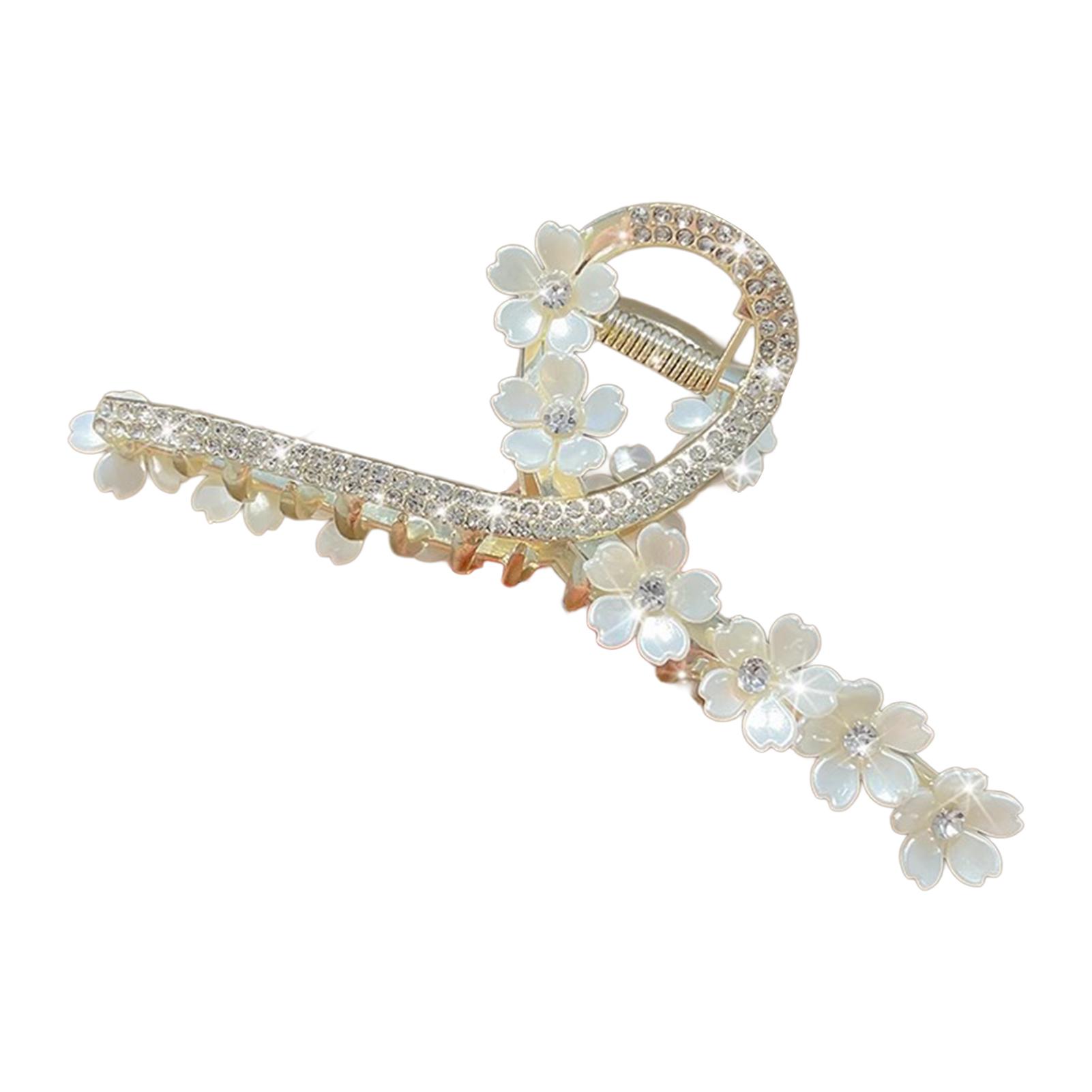 

Трендовая блестящая заколка для волос в виде цветка для женщин, большая заколка-крокодил с сакурой и стразами, изысканная элегантная бижутерия для девочек, аксессуары для волос