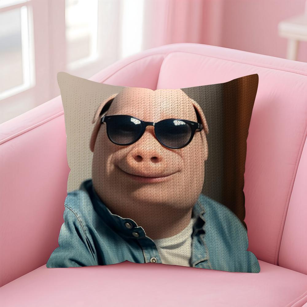 John Pork Dzwoni Poszewka na Poduszkę Naturalny Len Poszewka na Poduszkę Dwustronny Nadruk Dekoracyjna Poszewka na Poduszkę Sofa Wystrój Domu Prezent