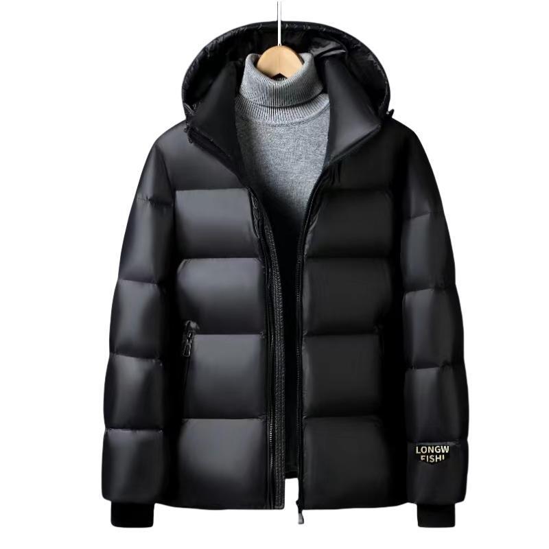 

Winter new black gold down jacket for men and women thickened warm fashion solid color men s white duck down jacket M