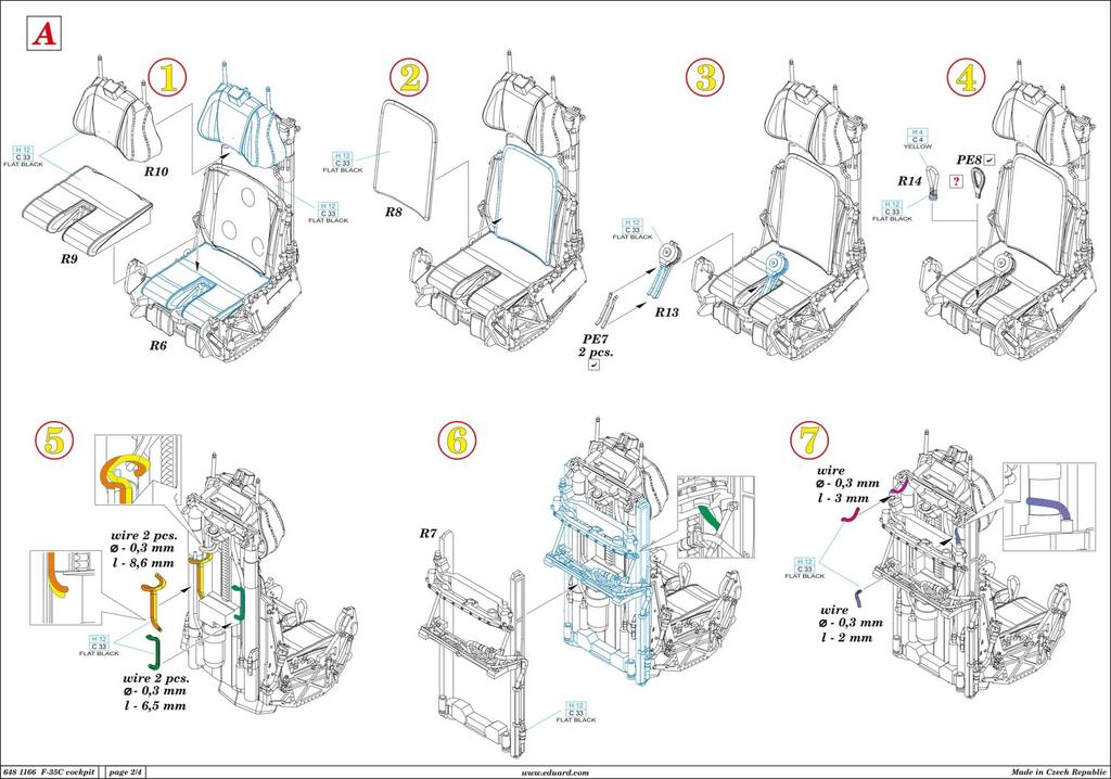 eduard Brassin Lockheed Martin Lightning II Cockpit Plastic Model Kit Parts EDU6481166 1/48 F-35C (for Tamiya) (Airplane)