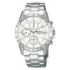 SEIKO SELECTION SBTQ039 Mens wristwatch battery-operated quartz featuring chronograph function date calendar white dial stainless steel 10 ATM water
