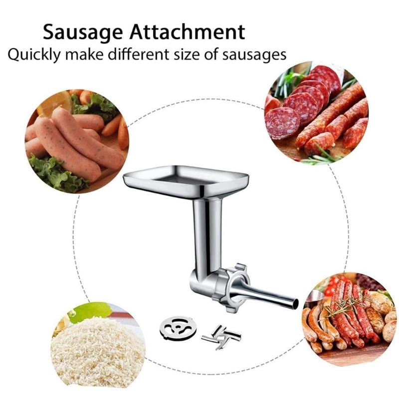 Multifunctional Food Processing Attachment Sausage Filling Tubes Grinding Plates Meat Grinder Attachment for Mixers