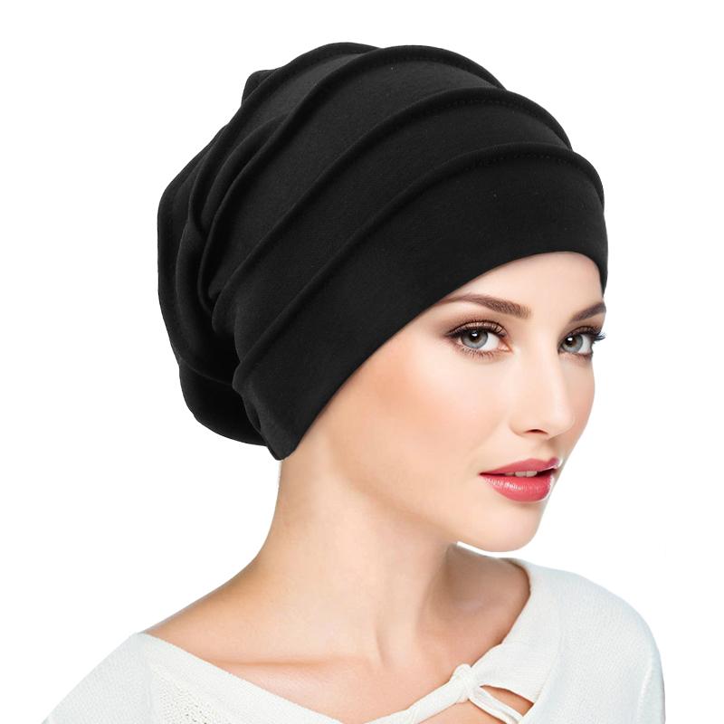 Muslim Women Stretch Sleep Chemo Hat Cotton Beanie Sleep Hijab Turban Headwear Cap Head Wrap for Cancer Hair Loss Accessories