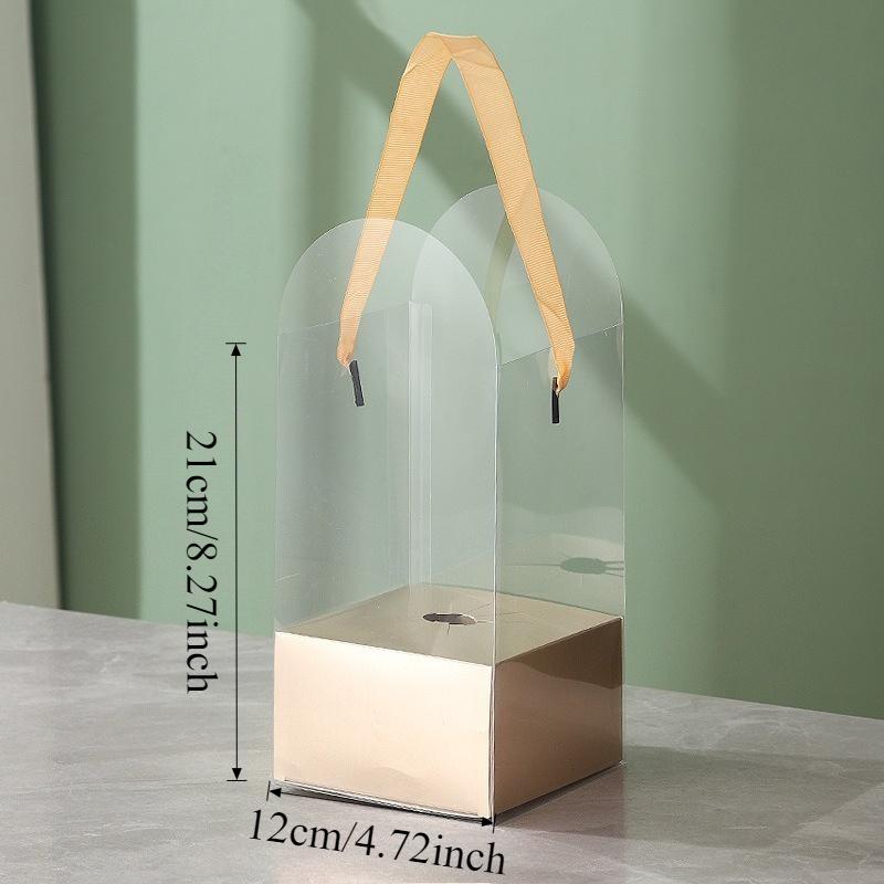 5er-Set Tragbare Klare Plastik-Blumenkästen Transparente Handheld-Rosen-Geschenkbox für Blumenstraußverpackung Kleine Florale DIY-Hülle Taschen