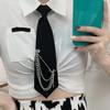 Unisex Japanese Preppy Student Uniform Adjustable Pre Tied Necktie Vintage Punk Long Chain Metal Pin Neck Tie Neckwear