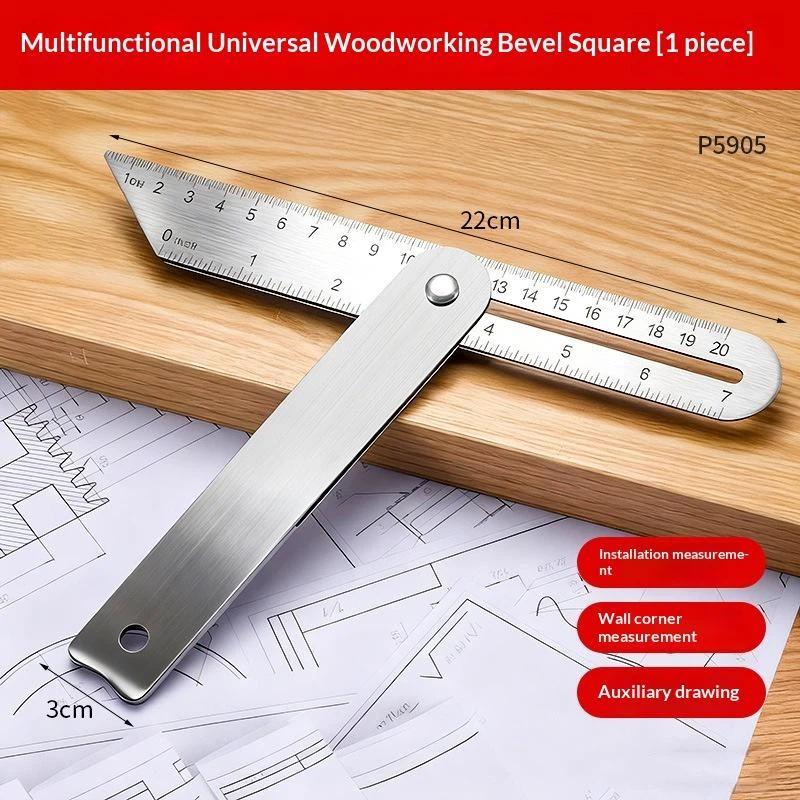 Woodworking Scriber Ruler High Accuracy T-Shape Multi-Angle Scribing Tool Metal Movable Angle Ruler Dovetail Gauge