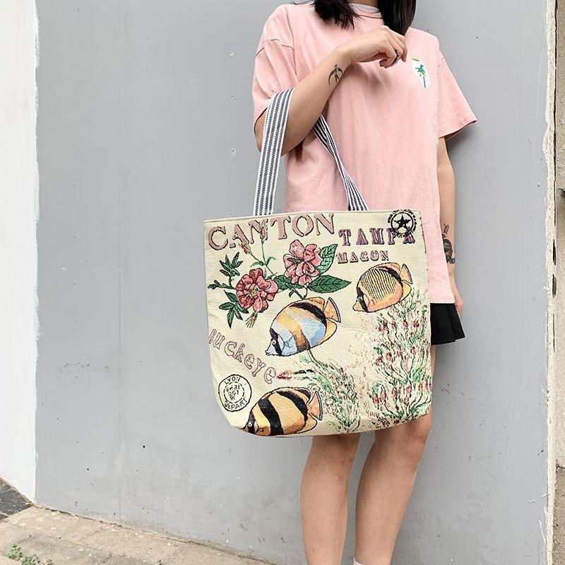 

Винтажные женские сумки через плечо из льняного полотна большой емкости с красивым принтом бабочек, женские сумки для отдыха, практичные сумки для путешествий и покупок