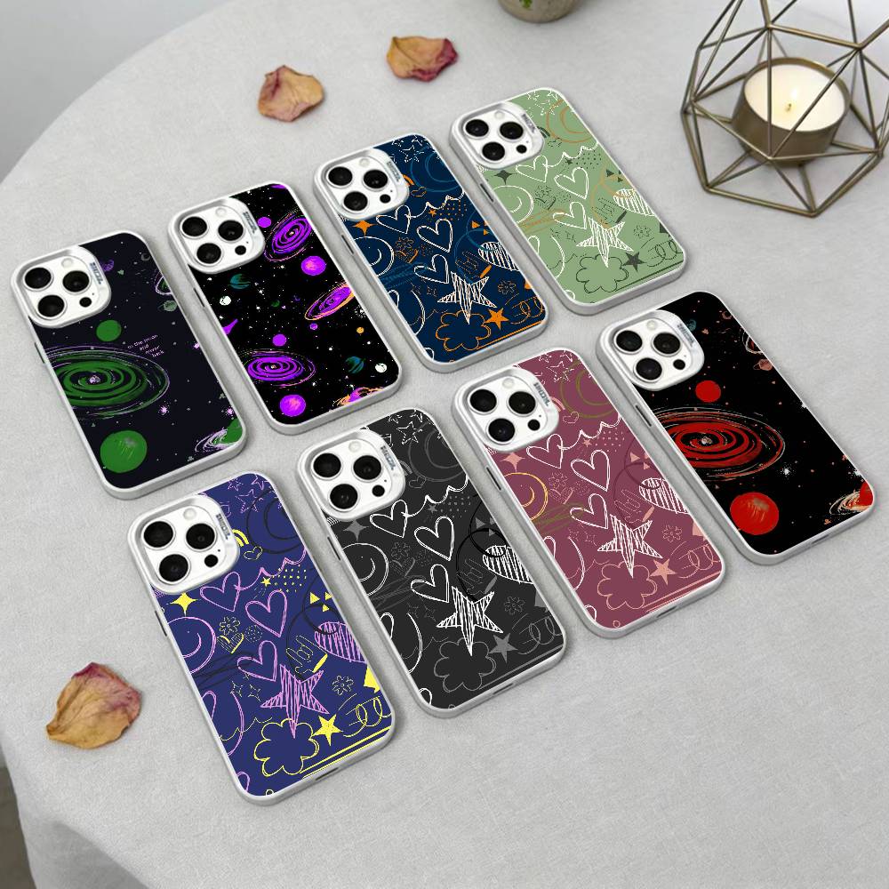Y2k INS Graffiti Phone Case For iPhone17, 16,15,14,13,12 Pro Max Black Candy Matte Shockproof Cover